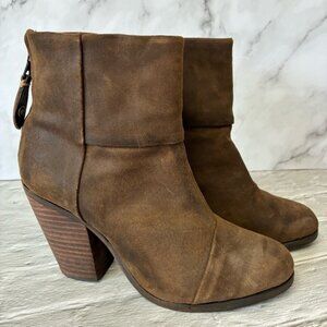 Rag & Bone Women’s Newbury Heeled Ankle Boots Distressed Brown Suede Size 37